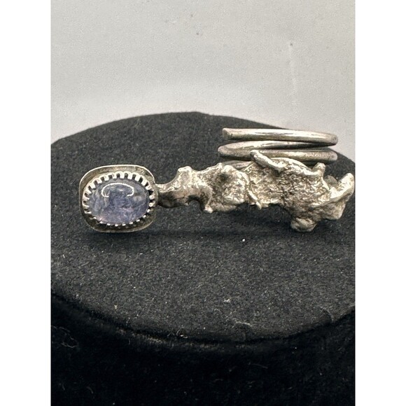 Artisan Handcrafted Tanzanite Ring Size 6.25 Adjustable Sterling Silver Unique - Picture 1 of 15